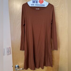 Brown long-sleeve knee-length Rowena swing dress from Wool& size small
